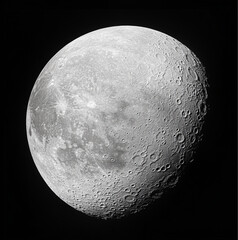 Naklejka premium full moon, perfectly round with no craters and a smooth, gray surface, captured in high resolution against the black sky. The scene is illuminated by bright, natural light