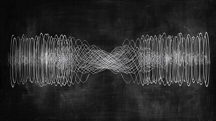 Retro chalkboard-style illustration of the double-slit experiment with path detection and interference pattern — a vintage scientific diagram perfect for physics, education, and quantum theory themes.