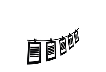 Hanging Documents silhouette on white background