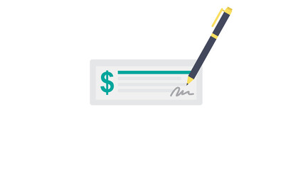 Signing a check financial transaction success payment banking money wealth