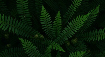 Fototapeta premium Dark Green Fern Leaves Background Texture