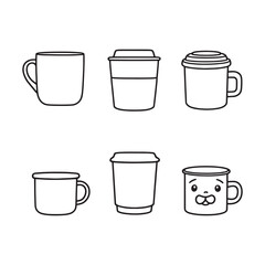 Creative Line Art Coffee Mug Sketch with Clean Details