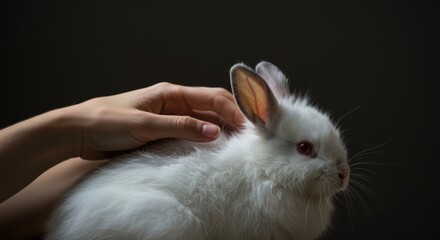 Obraz premium Close-up hands petting animal, Pet fur texture, Human animal bond, Grooming activity, Soft touch, Loving interaction