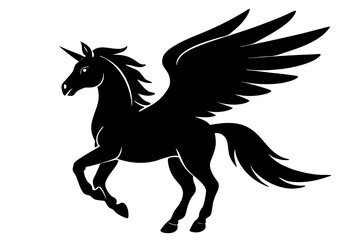 Pegasus silhouette vector illustration, horse silhouette vector
