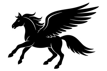 Pegasus silhouette vector illustration, horse silhouette vector