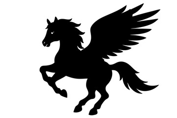 Pegasus silhouette vector illustration, horse silhouette vector