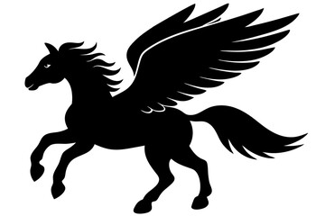 Fototapeta premium Pegasus silhouette vector illustration, horse silhouette vector