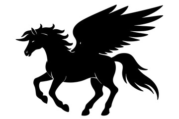 Pegasus silhouette vector illustration, horse silhouette vector