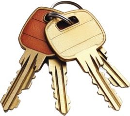 Two Metal Keys with Key Rings