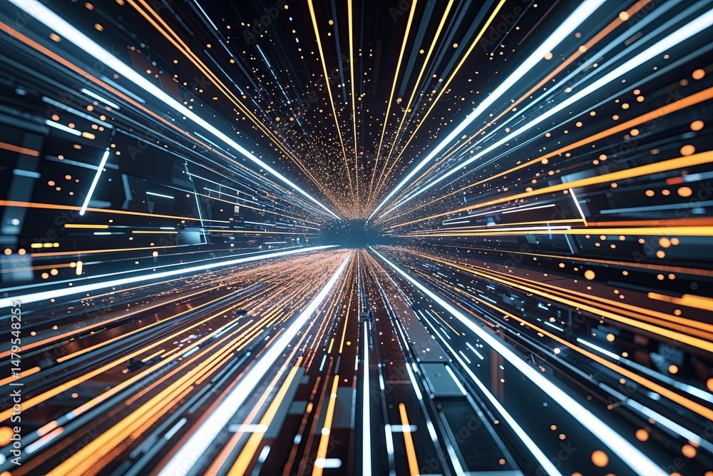 Poster tech-inspired dynamic lines and particles backdrop for innovative visual designs