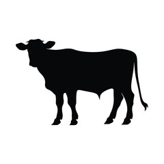 Cow Silhouette Clipart on White Background