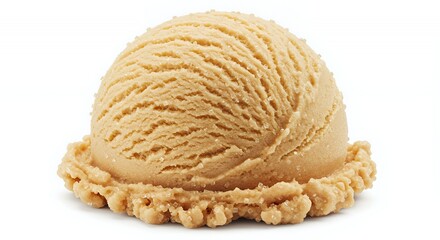 Photorealistic Maple Ice Cream Scoop with Visible Texture Isolated on White Background Perfect For Food Photography and Summer Dessert Themed Designs