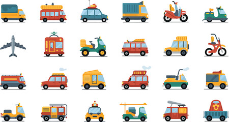 Vector Transportation Icons: Contemporary Mobility