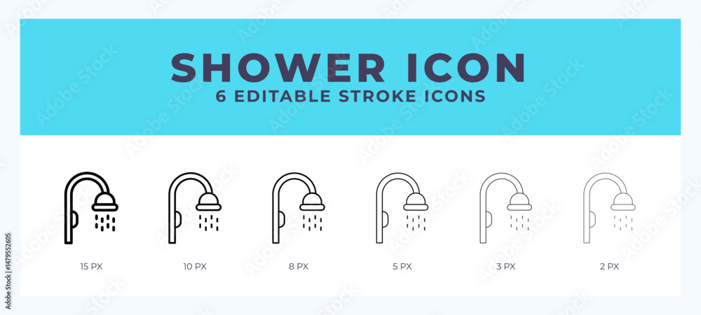 Poster shower vector icon for web and app. editable stroke vector illustration