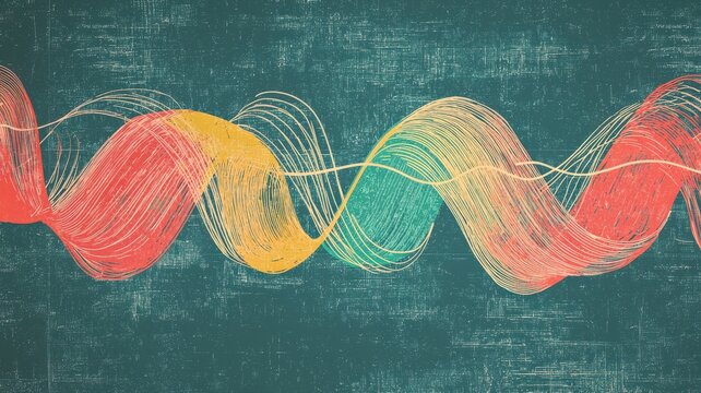 Retro chalkboard-style illustration of the double-slit experiment with path detection and interference pattern &mdash; a vintage scientific diagram perfect for physics, education, and quantum theory themes.