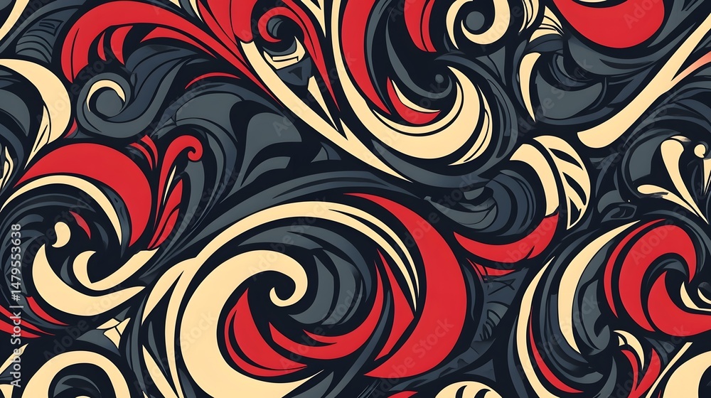 Poster ornate swirling pattern in a vibrant color scheme.