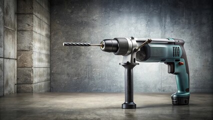 A Robust Rotary Hammer Drill in a Concrete Setting Ready for Construction