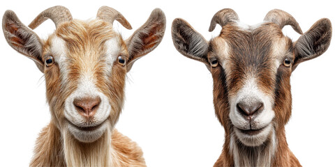 Obraz premium Goat with short horns and a small beard, Curious Farm Animal, isolated on Transparent background