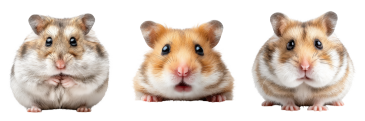 Hamster with overstuffed cheeks and wide stare, Concept of hoarding, instinct, and comic exaggeration, isolated on Transparent background
