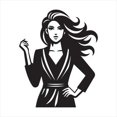 Business woman  in elegant black dress vector illustration
