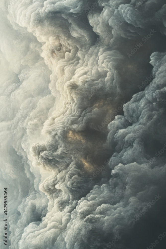 Poster dramatic cloudscape close up view of ominous weather system with light and shadow play in sky