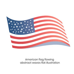 American flag transformed into flowing abstract waves flat illustration