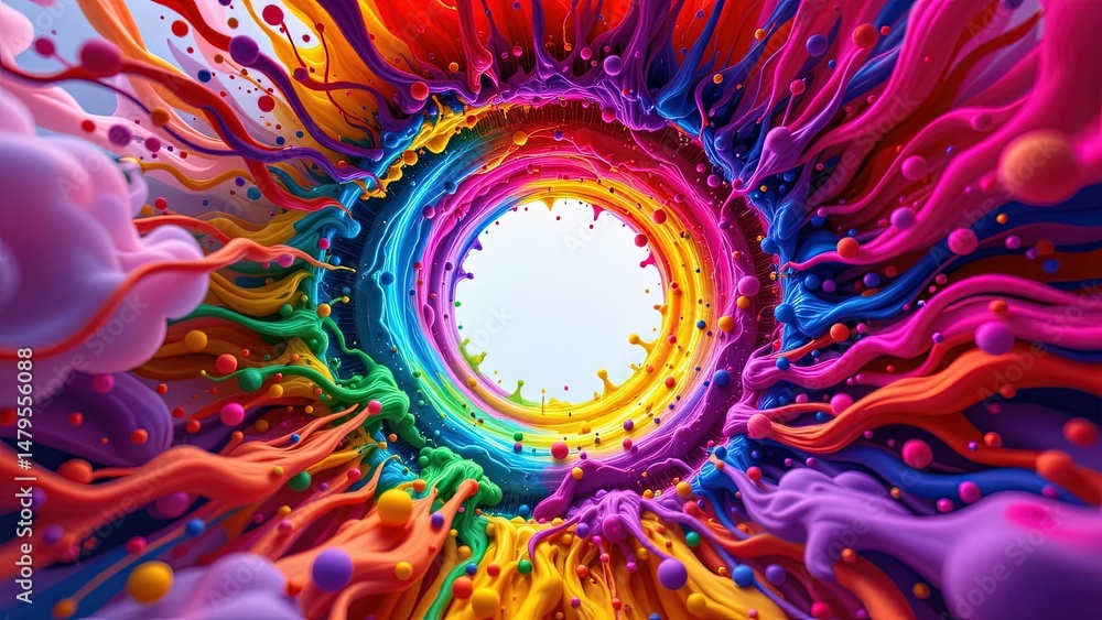 Aufkleber vibrant dynamic visual composition that exudes sense of energy creativity. at center there circular 