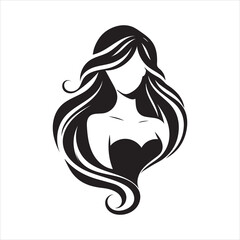 Tattooed woman vector illustration in stylish silhouette art