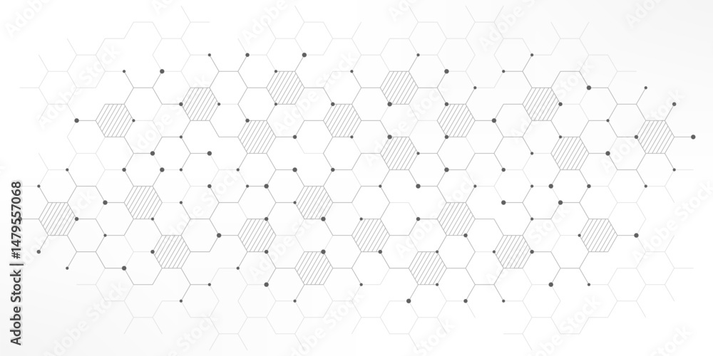 Poster Graphic design element with abstract geometric background of simple hexagon pattern