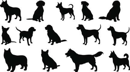 Vector Pet Silhouettes with Customizable Features