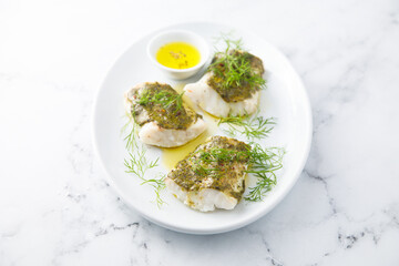White fish fillet with herbs
