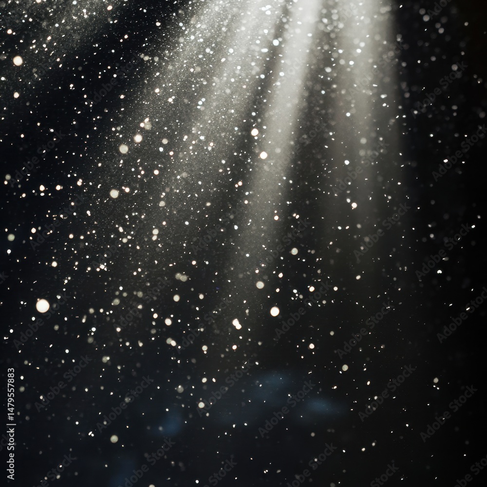 Aufkleber light beams shining through dust particles in dark room creating ethereal atmosphere abstract photog