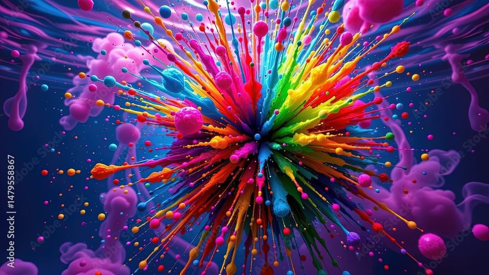 Aufkleber vibrant explosion of colors radiating outward creating dynamic visually striking effect. explosion c
