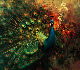 Obraz premium chaotic abstract expressionism for peacock animal