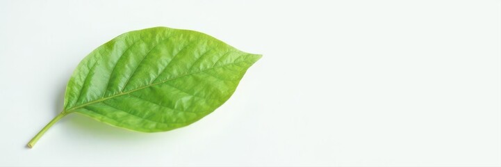 Obraz premium Single leaf against pristine white Botanical simplicity , detail, clean