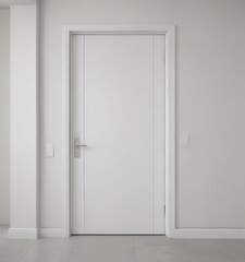 Modern white interior door, sleek handle, closed ,  minimalist,  isolated