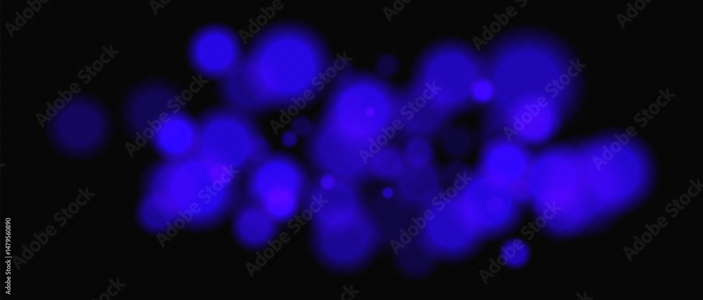 Wall mural bright blue circular bokeh lights with intense blur. festive digital particles and abstract glowing 