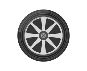 Fototapeta premium Silhouette tire design with isolated clip art for car bike truck and motorcycle parts graphic vector icon retro shape symbol in circle style black background transport illustration