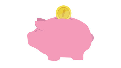 Pink piggy bank saving money gold coin financial growth success wealth abundance