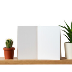 Open blank card mockup isolated on transparent background for stationery, invitation.