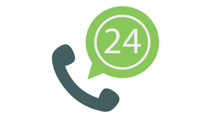 Always available 24 hour support hotline service graphic design element