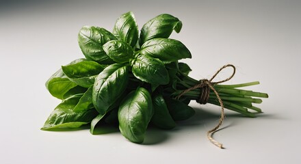 Fresh Bunch of Basil Tied with Twine