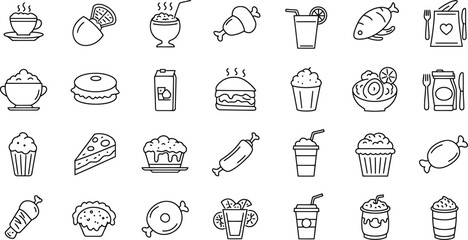 Outline Food and Drink Icons for Menus & Apps