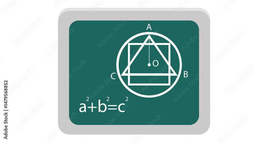 Poster pythagorean theorem illustrated elegantly simple geometry equation a squared plus b squared equals c