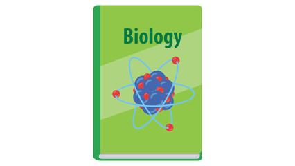 Biology textbook cover design atom vibrant green study nature science education