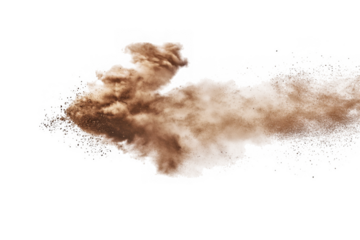Detailed brown cloud formation with swirling dust and particles, dynamic and textured, isolated on transparent background