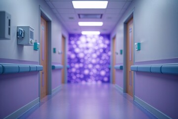 Lavender Background of Blurred Unfocused Medical Corridor