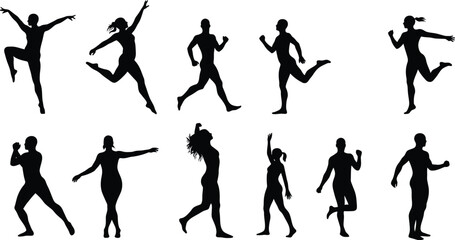 Diverse Body Types in Motion: Vector Silhouettes