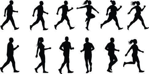 Diverse Body Types in Motion Silhouettes