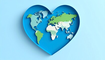 Fototapeta premium Paper Cut Out Heart Shaped Planet Symbolizing Global Peace